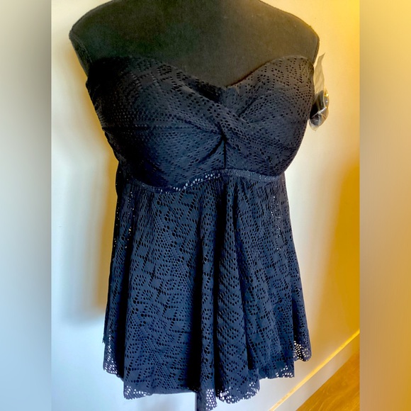 2/$30 Merona tankini swimming top black lace Size L and XL - Picture 2 of 12